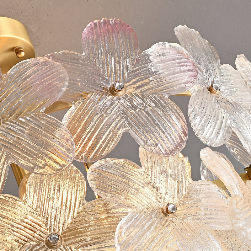 Glass Petal Halo Flush Mount