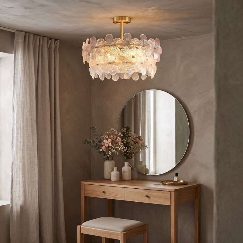 Glass Petal Halo Flush Mount