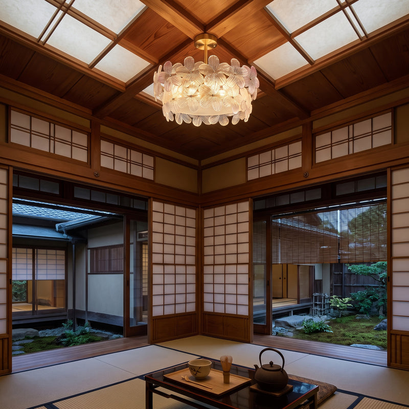 Glass Petal Halo Flush Mount