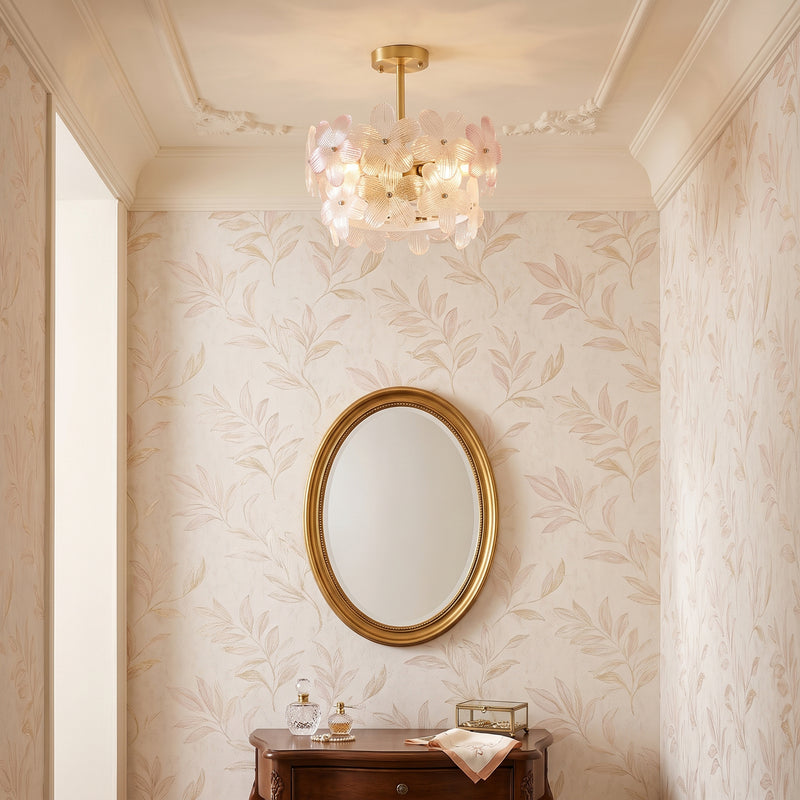 Glass Petal Halo Flush Mount