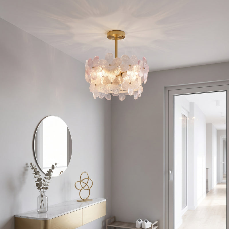 Glass Petal Halo Flush Mount