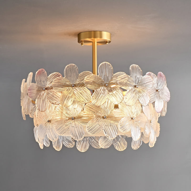 Glass Petal Halo Flush Mount