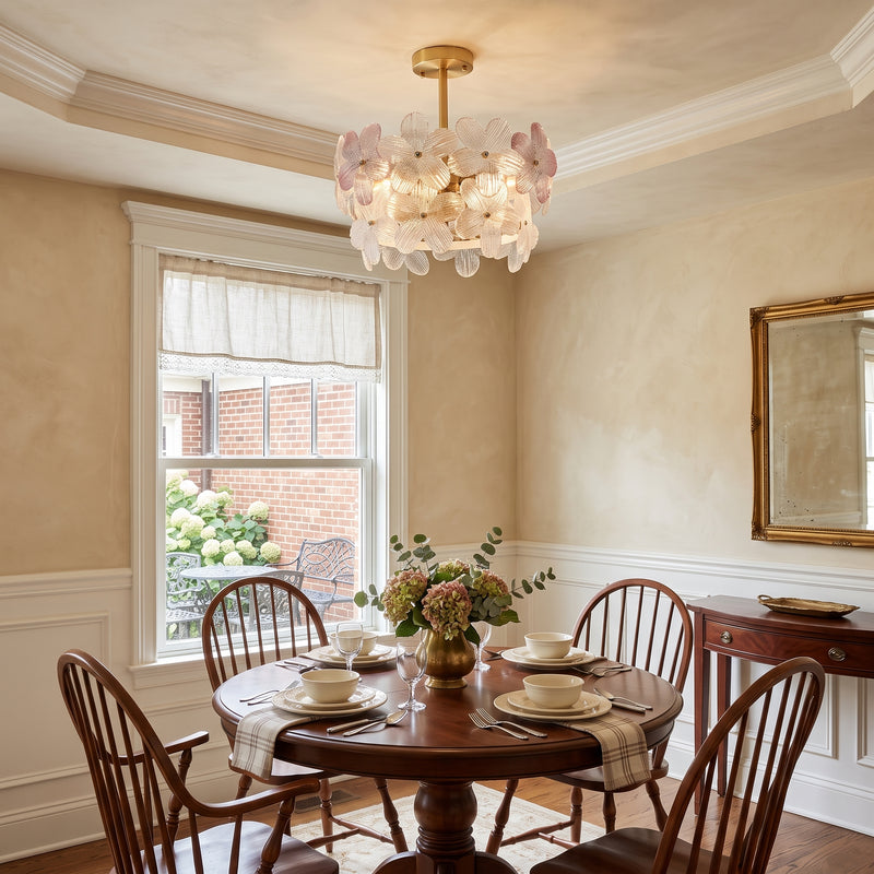 Glass Petal Halo Flush Mount