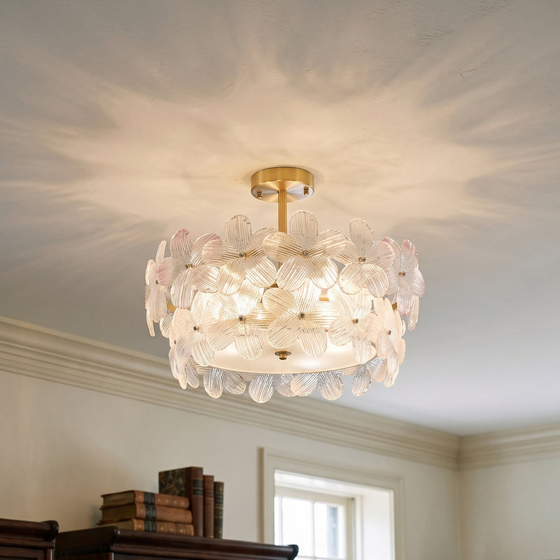 Glass Petal Halo Flush Mount