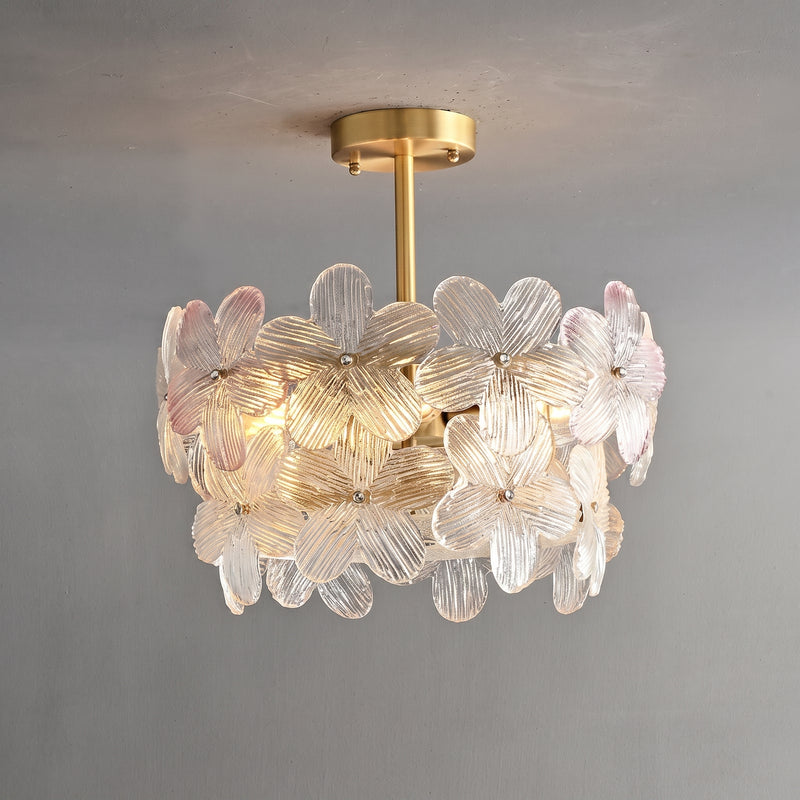 Glass Petal Halo Flush Mount