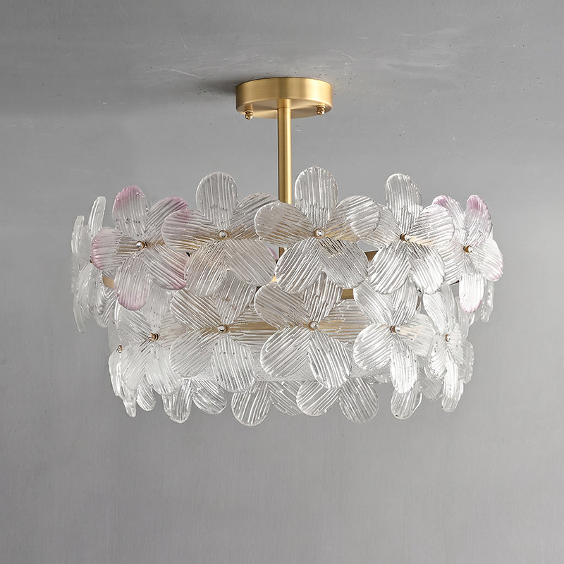 Glass Petal Halo Flush Mount