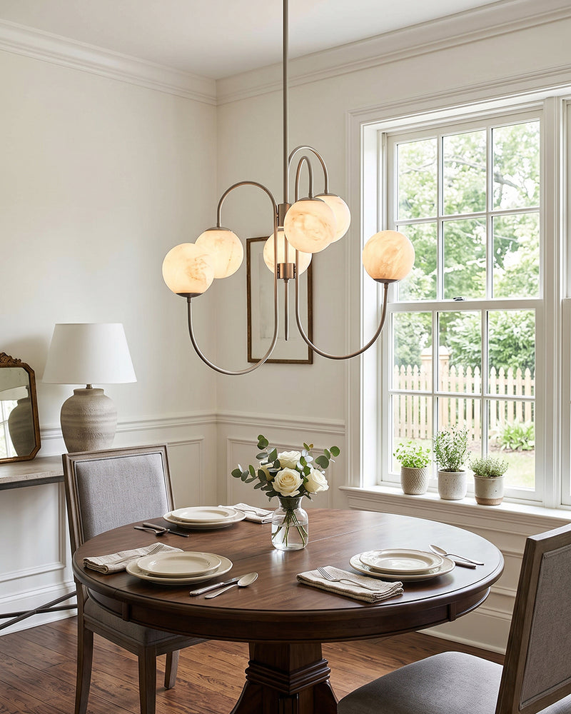 Gooseneck Alabaster Chandelier