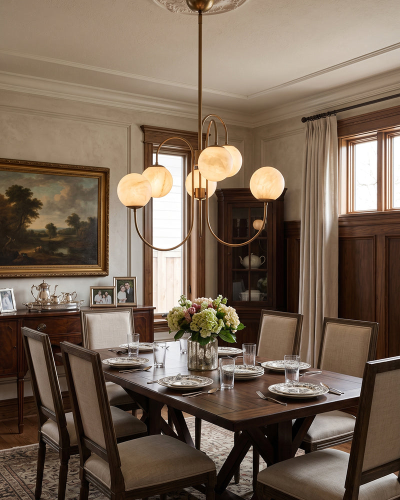 Gooseneck Alabaster Chandelier