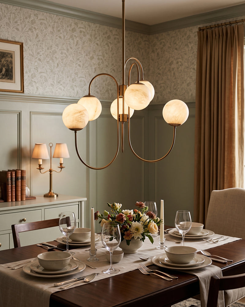 Gooseneck Alabaster Chandelier
