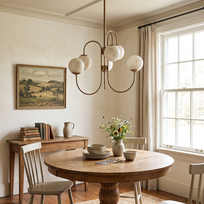Gooseneck Alabaster Chandelier