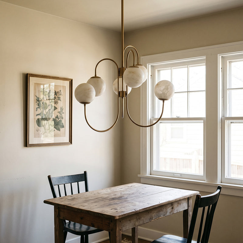 Gooseneck Alabaster Chandelier