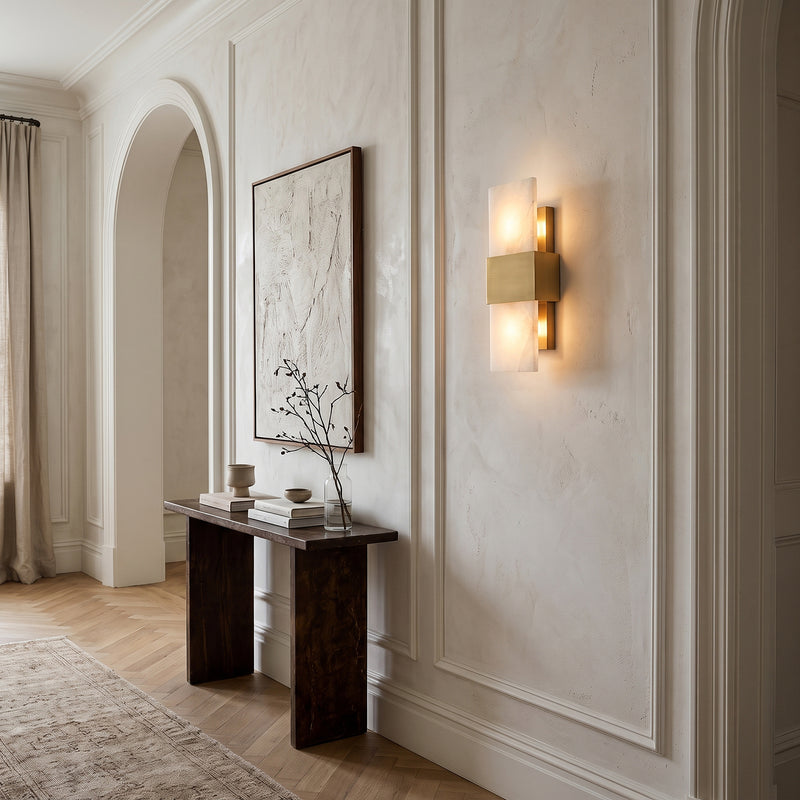 Halston Banded Alabaster Wall Sconce