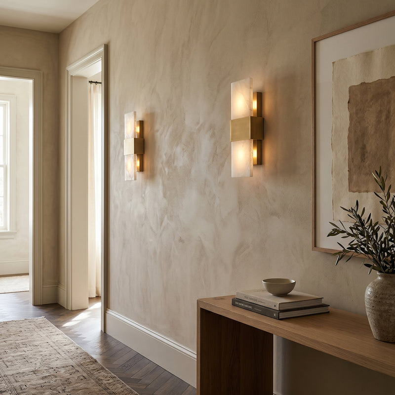 Halston Banded Alabaster Wall Sconce