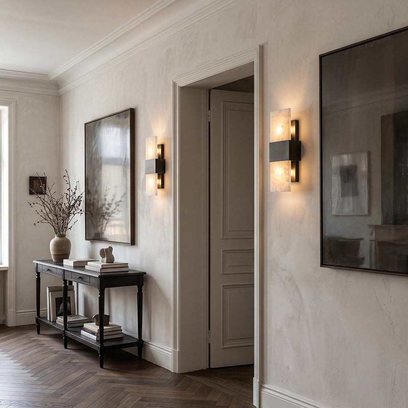 Halston Banded Alabaster Wall Sconce