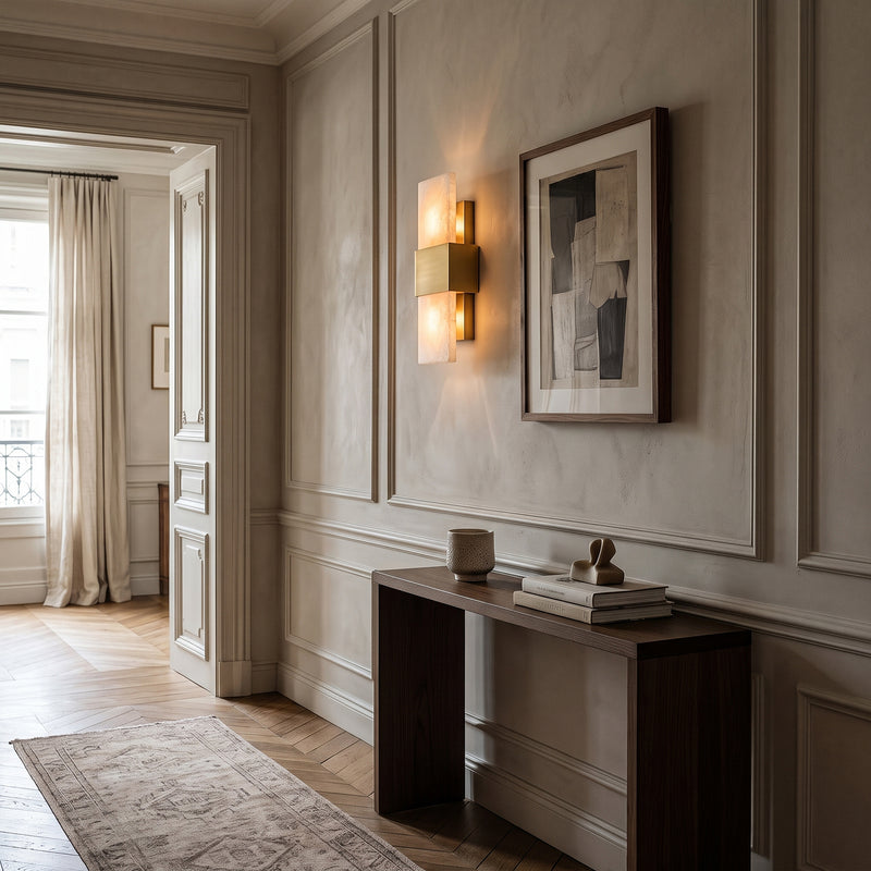 Halston Banded Alabaster Wall Sconce