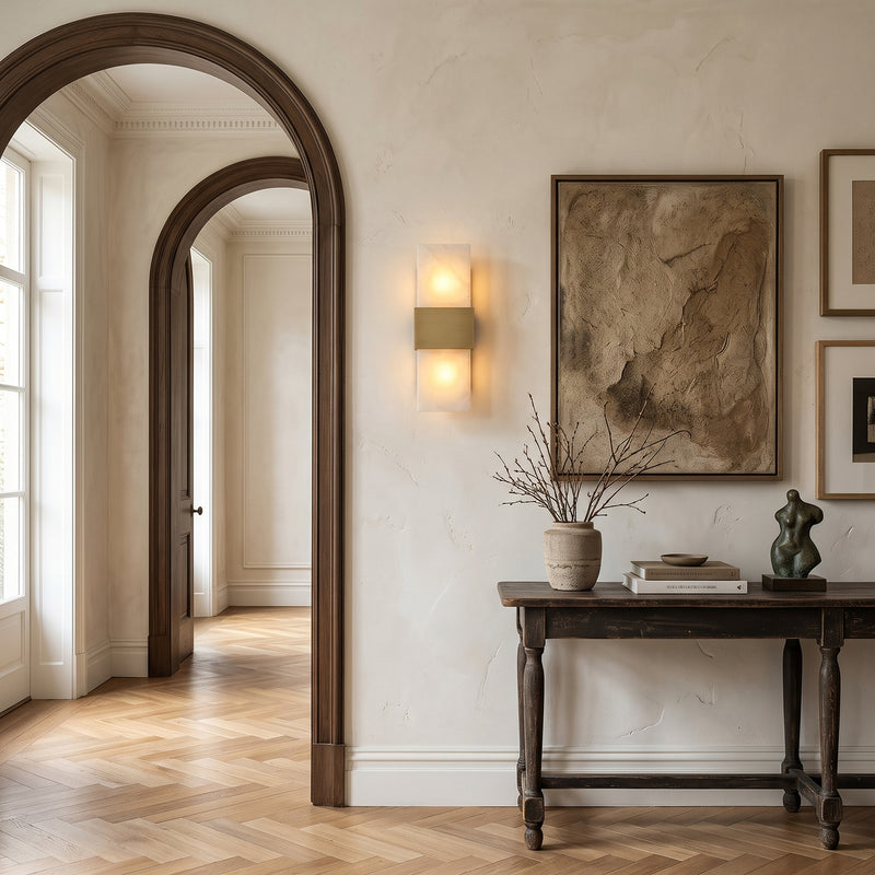 Halston Banded Alabaster Wall Sconce