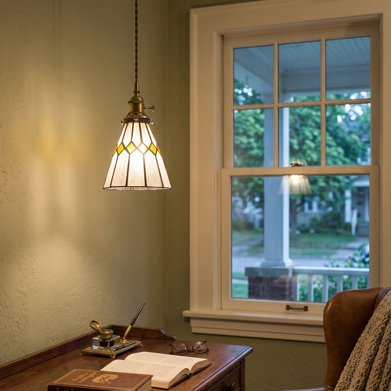 Hazel Diamond Stained Glass Pendant Lamp