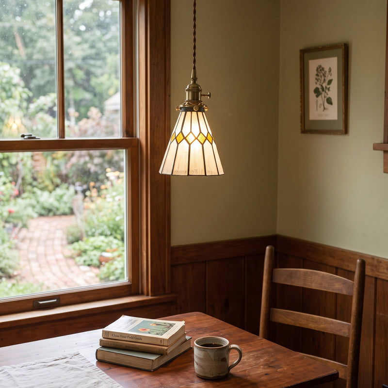 Hazel Diamond Stained Glass Pendant Lamp