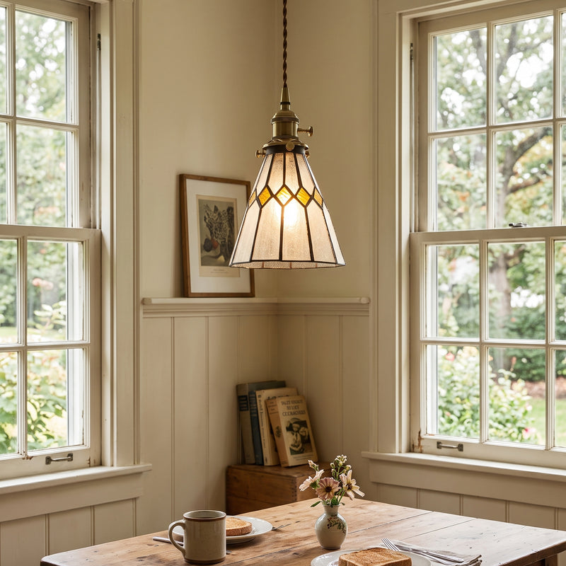 Hazel Diamond Stained Glass Pendant Lamp