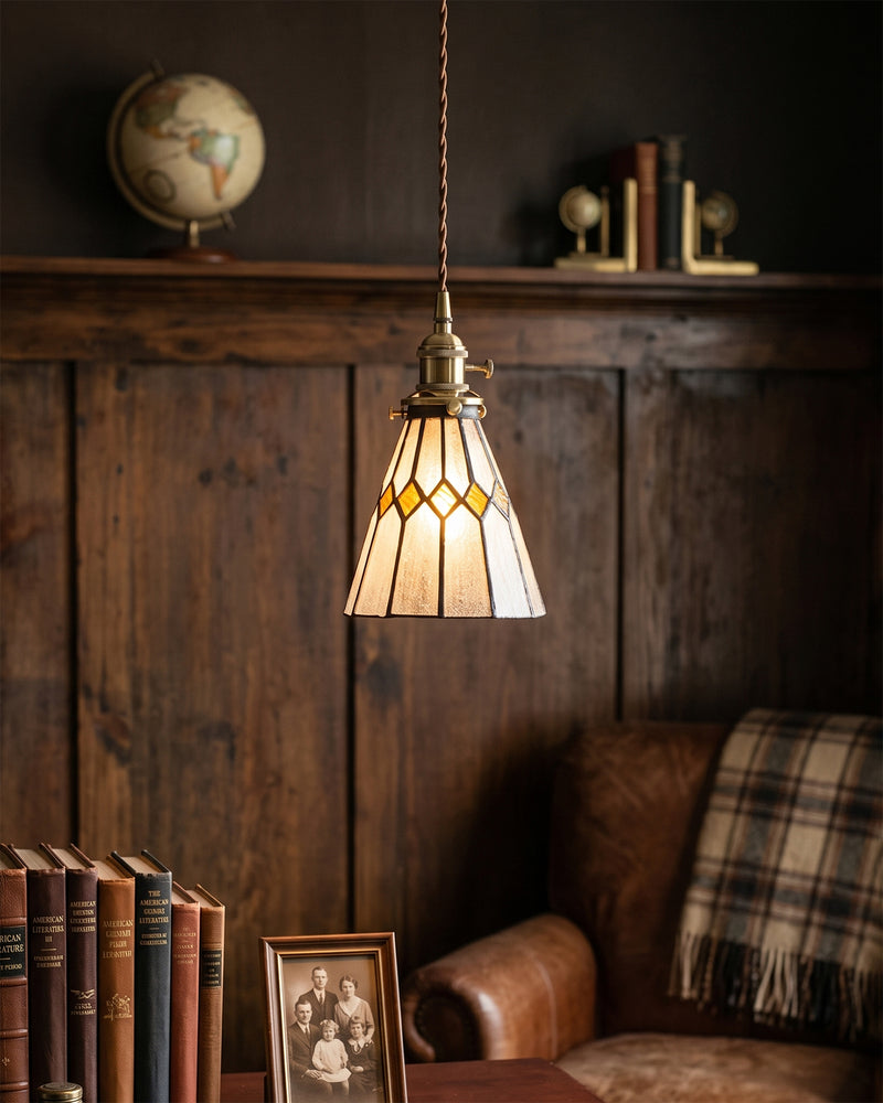 Hazel Diamond Stained Glass Pendant Lamp