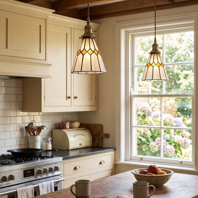 Hazel Diamond Stained Glass Pendant Lamp