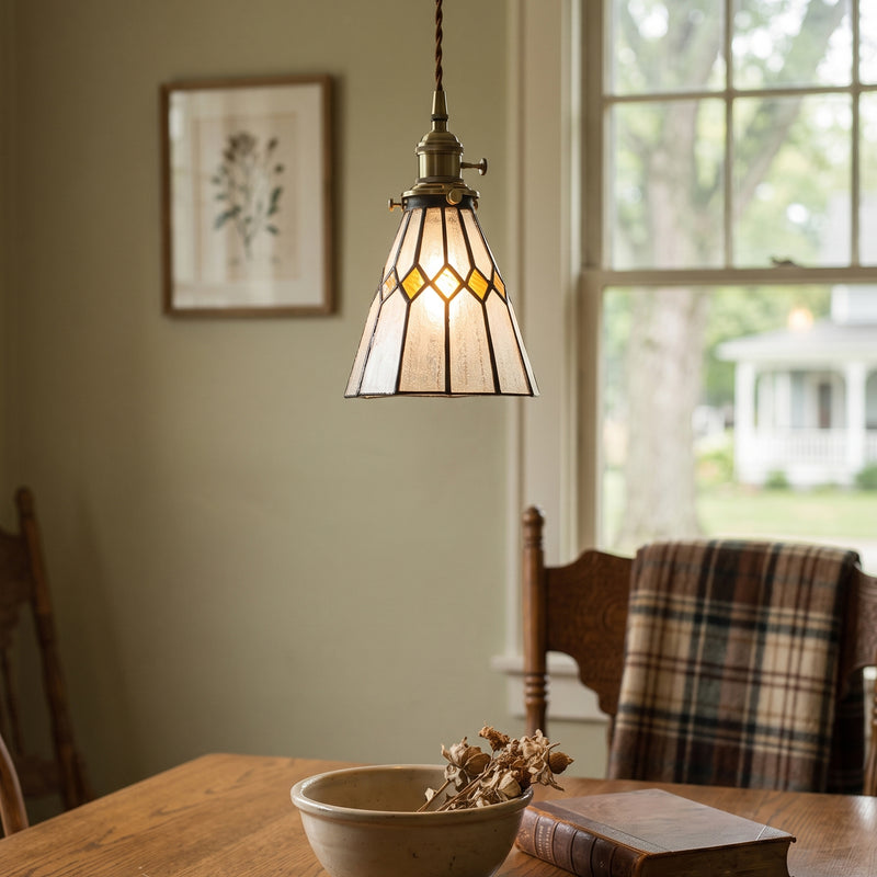 Hazel Diamond Stained Glass Pendant Lamp