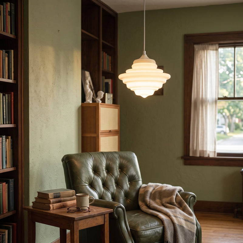 Ingrid Ribbed Opal Pendant Lamp