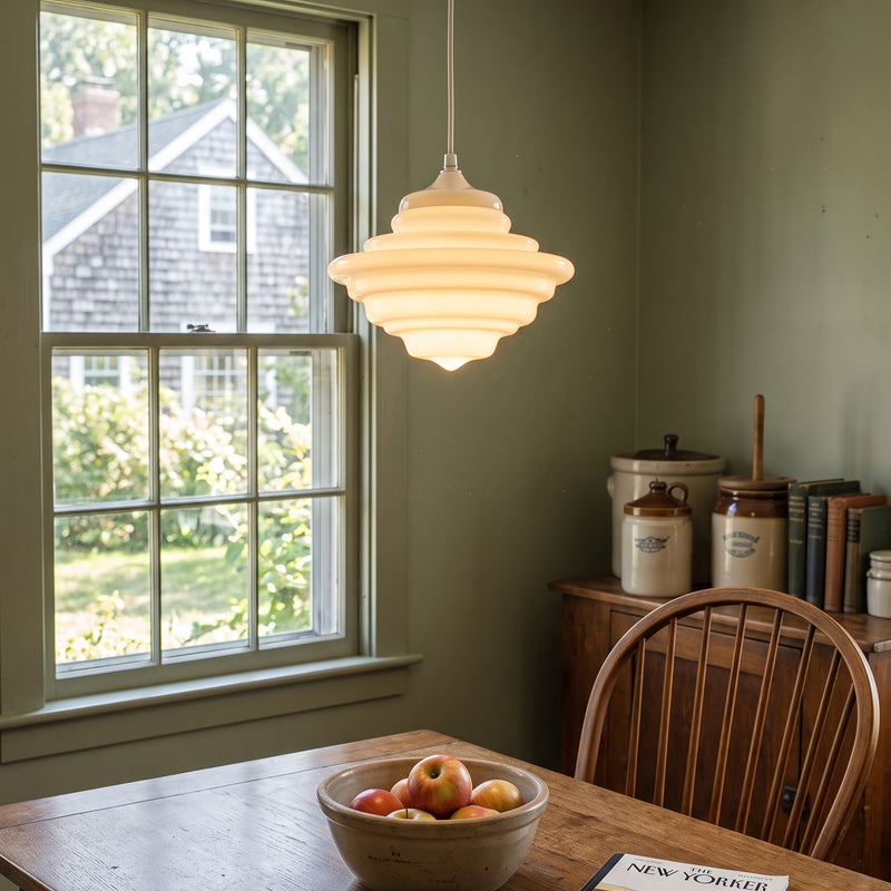 Ingrid Ribbed Opal Pendant Lamp