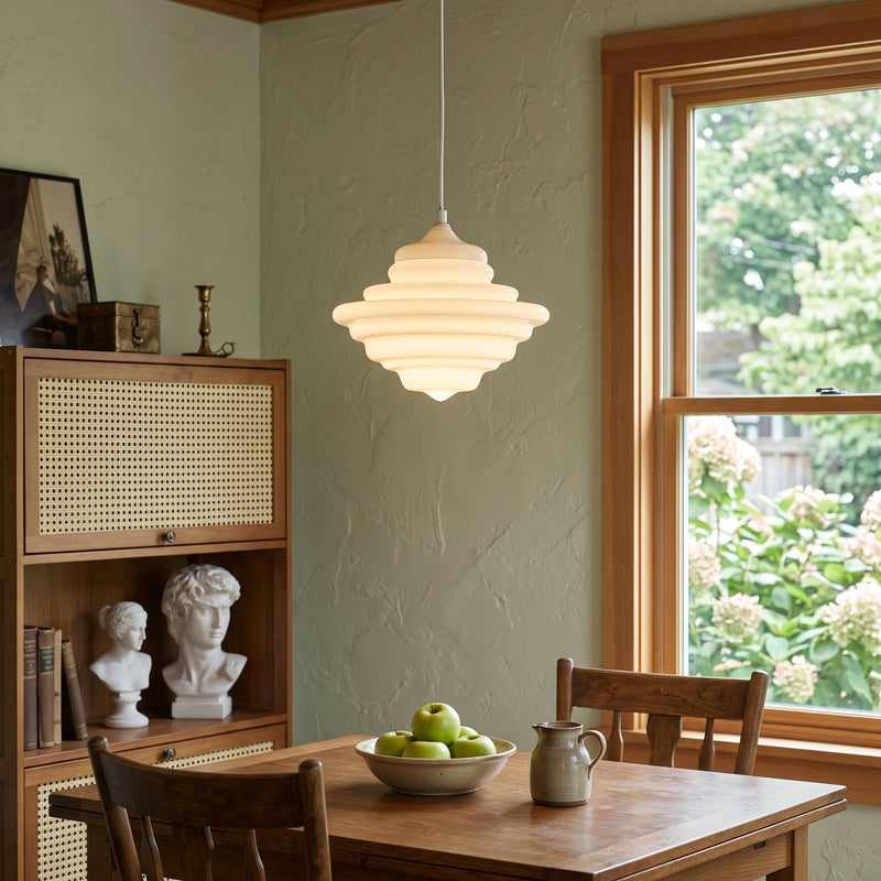 Ingrid Ribbed Opal Pendant Lamp
