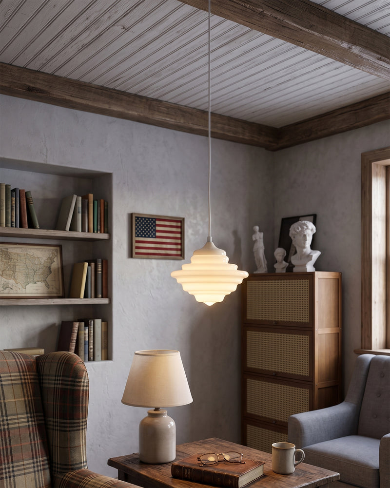Ingrid Ribbed Opal Pendant Lamp