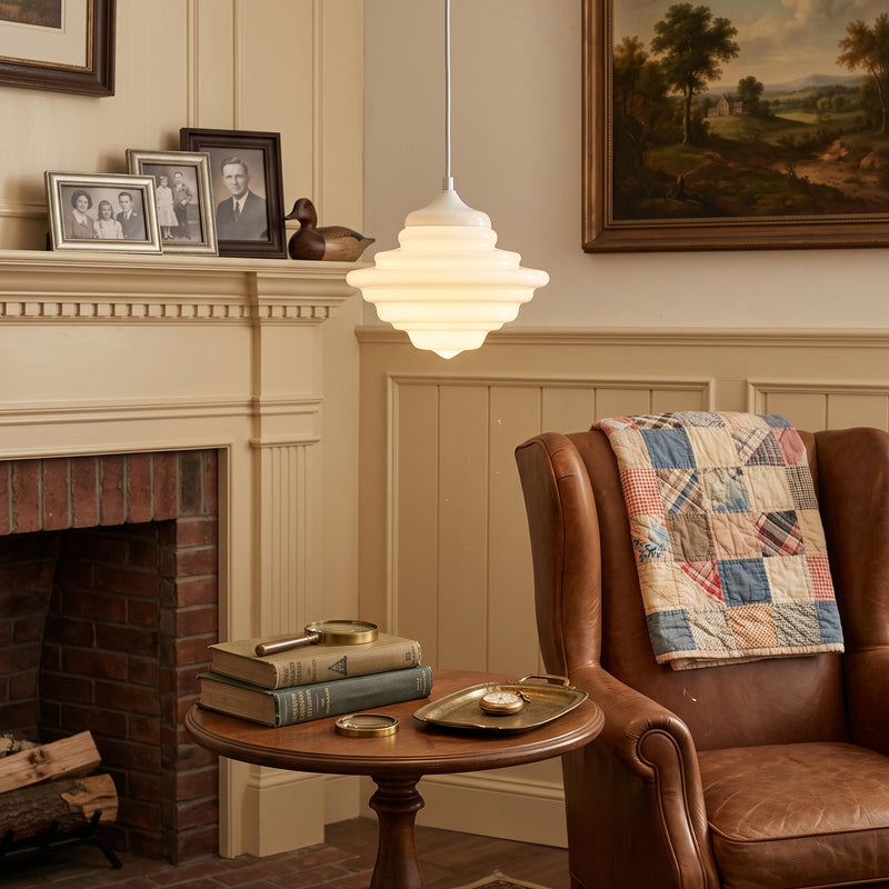 Ingrid Ribbed Opal Pendant Lamp