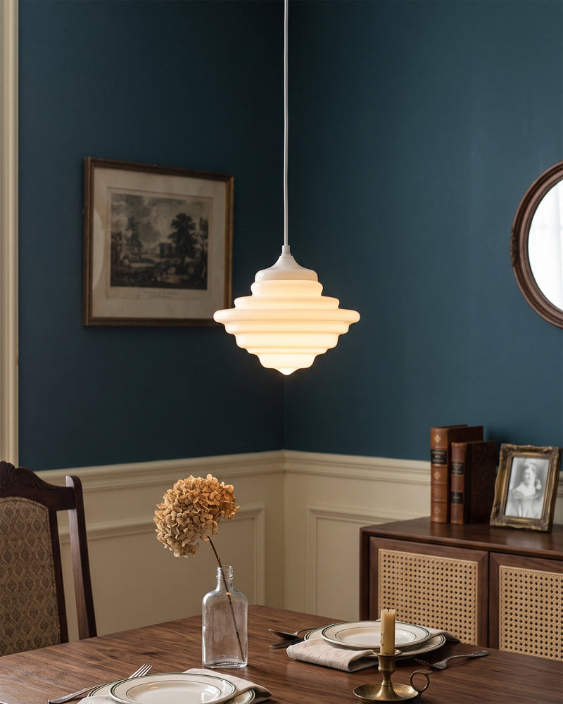 Ingrid Ribbed Opal Pendant Lamp