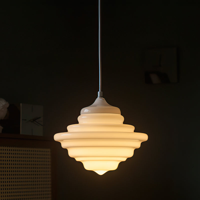 Ingrid Ribbed Opal Pendant Lamp
