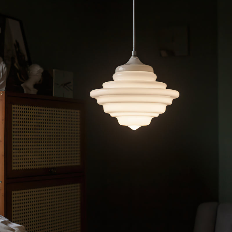 Ingrid Ribbed Opal Pendant Lamp