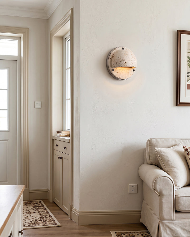 Jasper Travertine Eyelid Wall Sconce