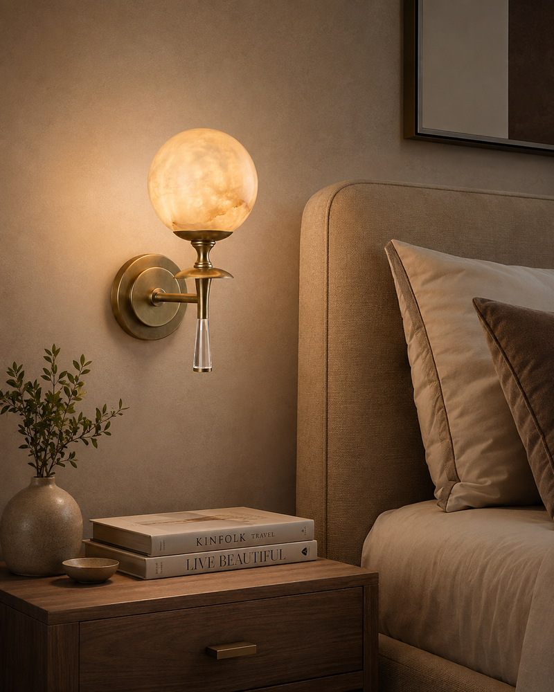 Julian Torch Globe Alabaster Sconce