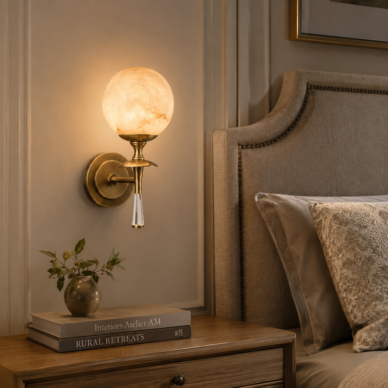 Julian Torch Globe Alabaster Sconce