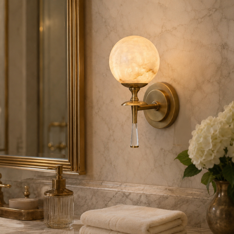 Julian Torch Globe Alabaster Sconce