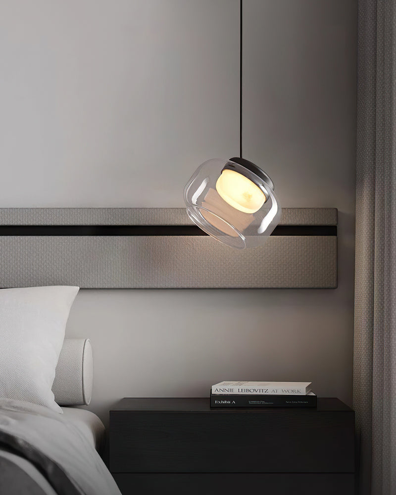 Lampada a sospensione Ezra in vetro organico