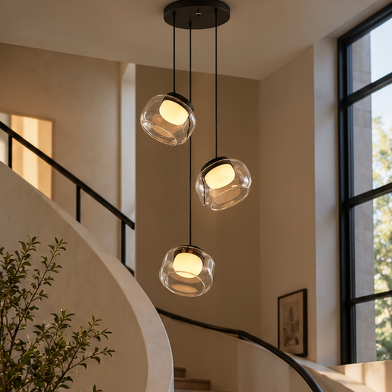 Lampada a sospensione Ezra in vetro organico