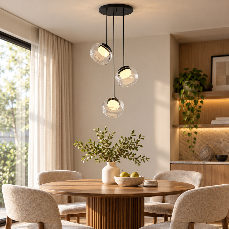 Lampada a sospensione Ezra in vetro organico