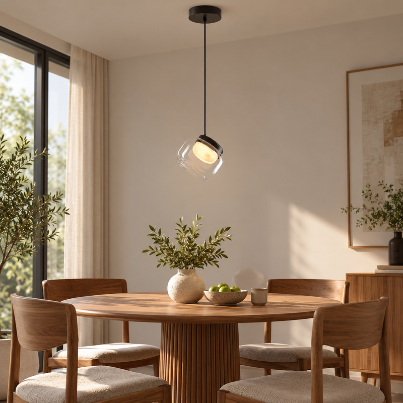 Lampada a sospensione Ezra in vetro organico