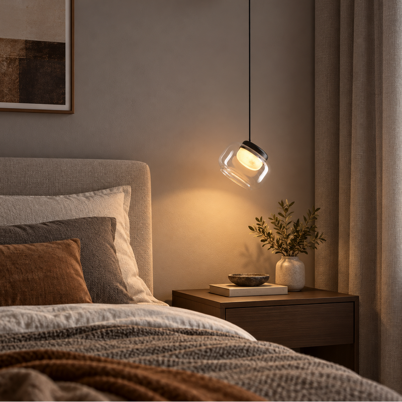 Lampada a sospensione Ezra in vetro organico