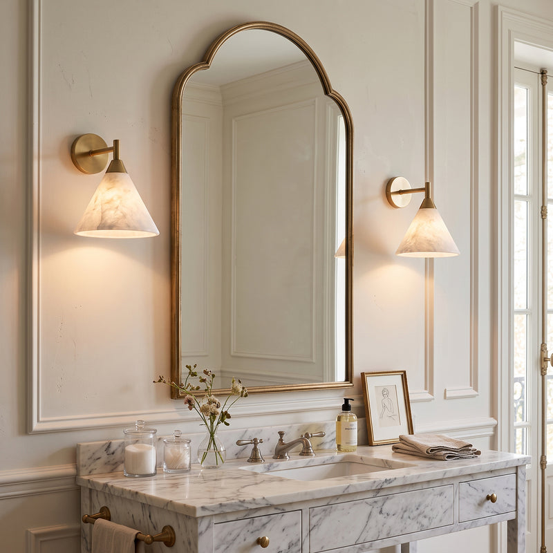Malcolm Conical Alabaster Wall Sconce