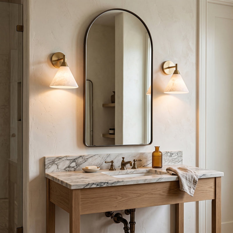 Malcolm Conical Alabaster Wall Sconce