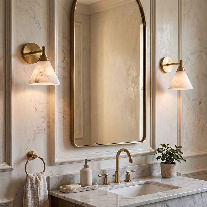 Malcolm Conical Alabaster Wall Sconce