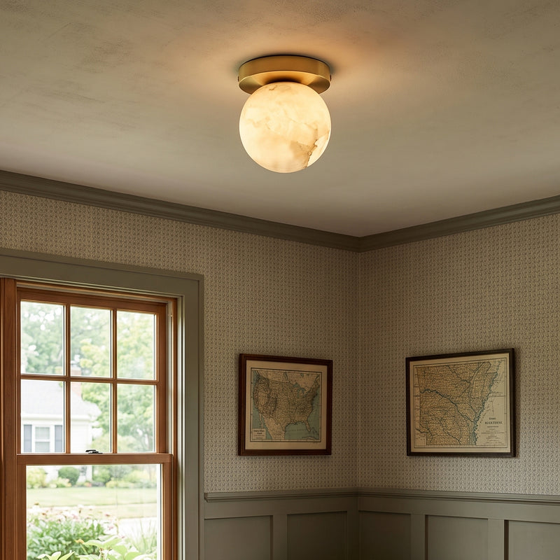 Moon Alabaster Semi-Flush Mount
