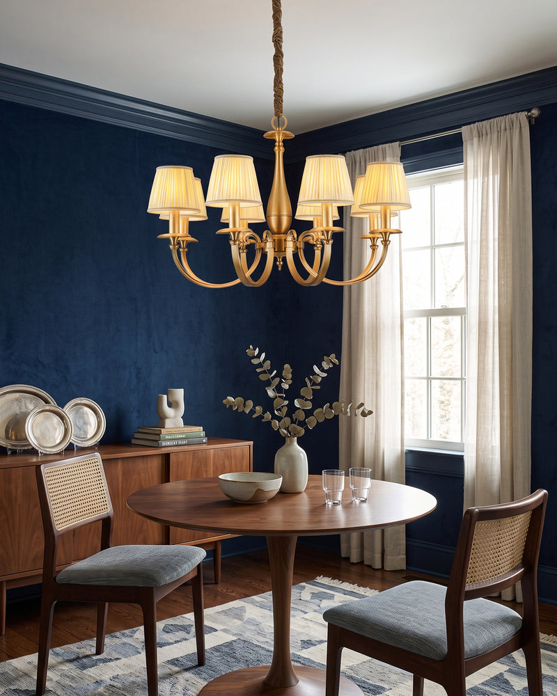 Pleated Brass Chandelier