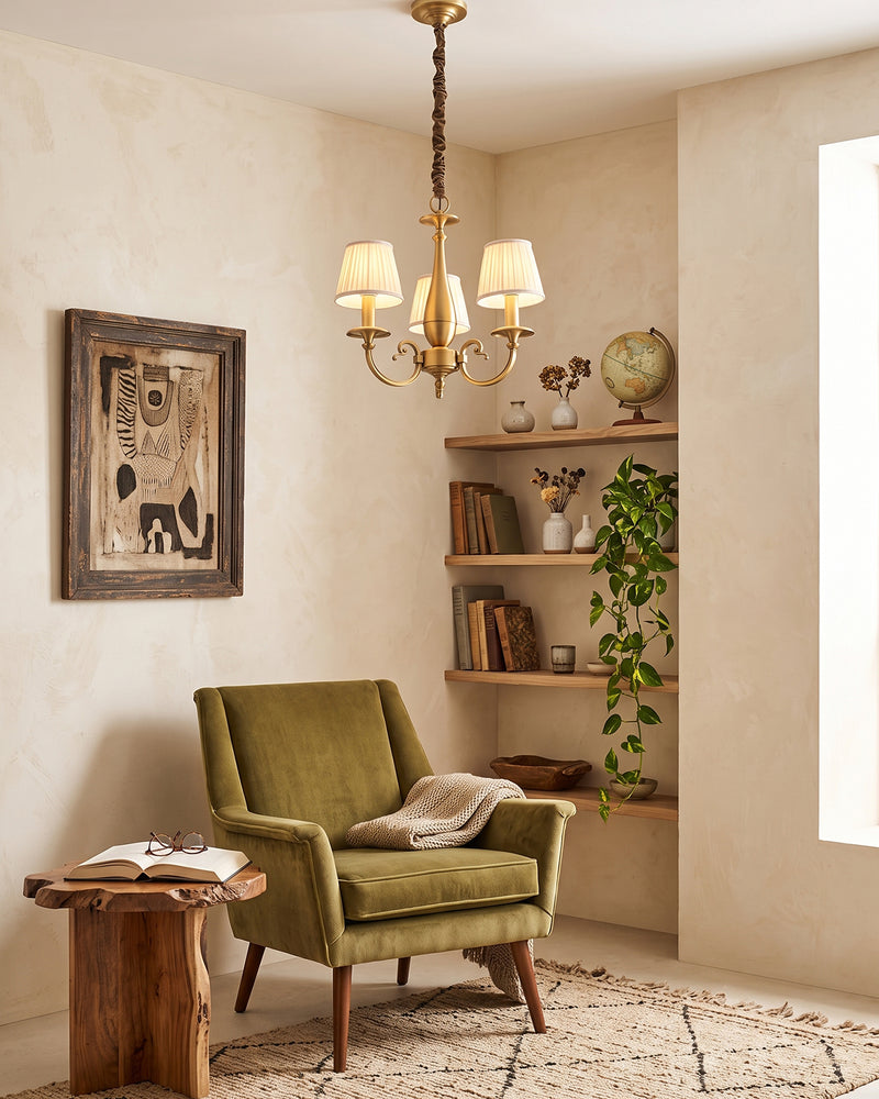 Pleated Brass Chandelier