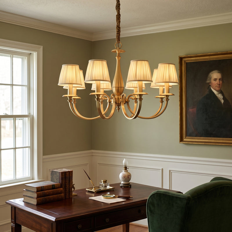 Pleated Brass Chandelier